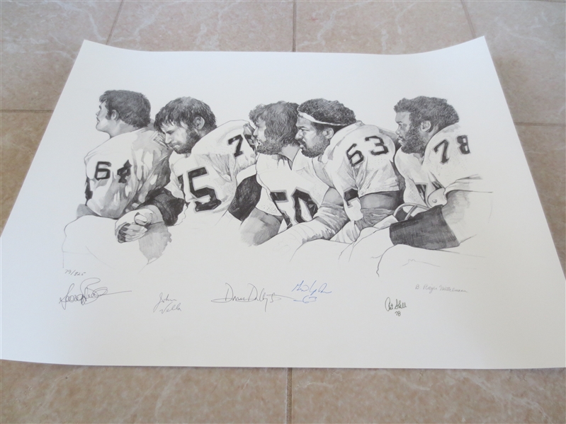 Autographed Oakland Raiders NFL Football Artist Proof 18 x 24 Gene Upshaw, Art Shell +