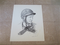 Autographed Willie Shoemakcer Horse Racing Jockey Lithograph Print 22" x 18"