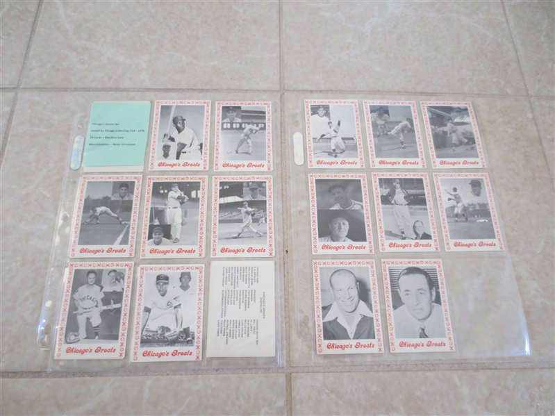 1976 Chicago Greats Baseball Cards complete set of 25