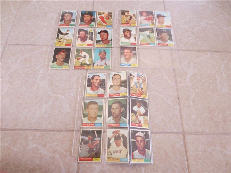 (25) different 1961 Topps Baseball cards including Ted Kluszewski and Harvey Haddix