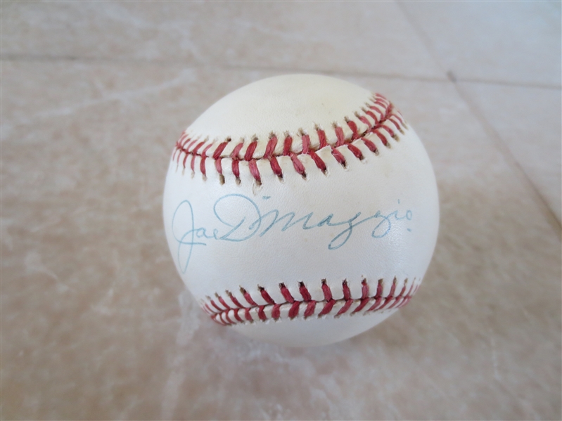 Autographed Joe DiMaggio Official American League Bobby Brown baseball