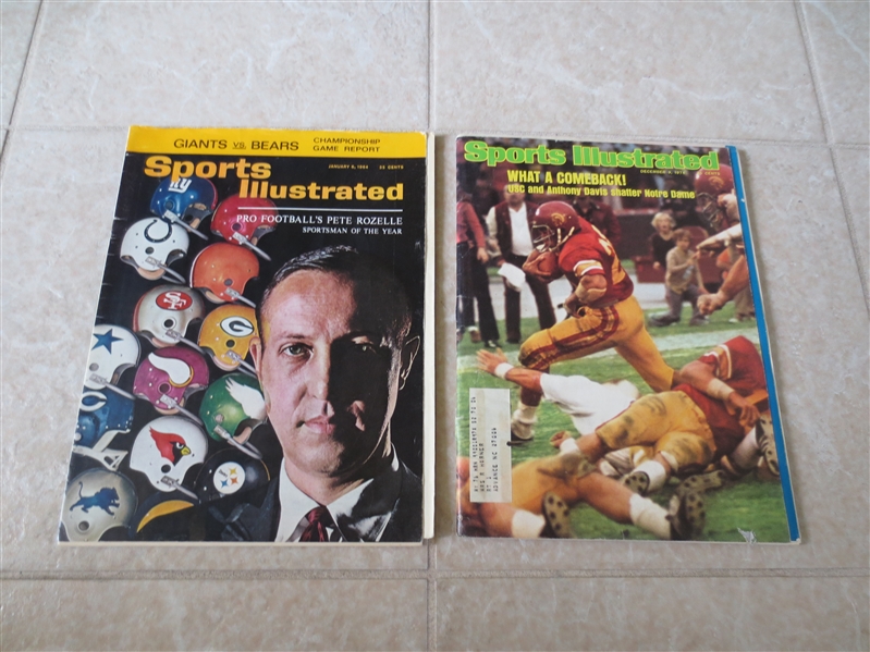 (2) 1964 and 1974 Interesting Issues of Sports Illustrated NFL Championship and USC vs. Notre Dame