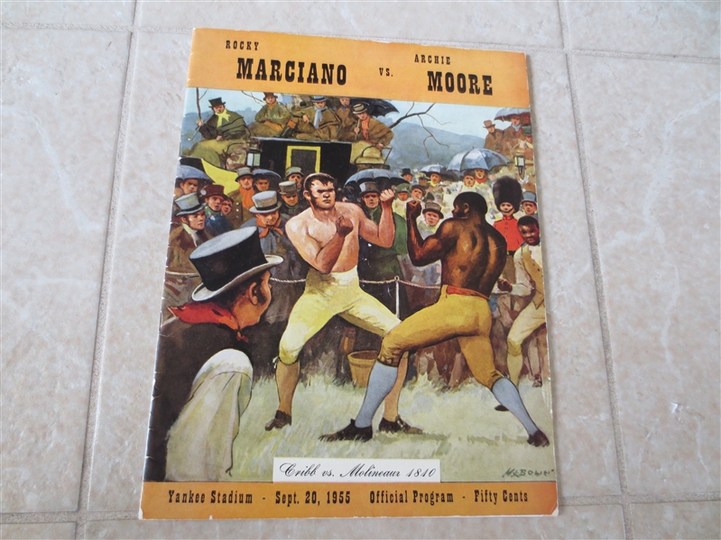 1955 Rocky Marciano vs. Archie Moore Heavyweight Championship Boxing Program