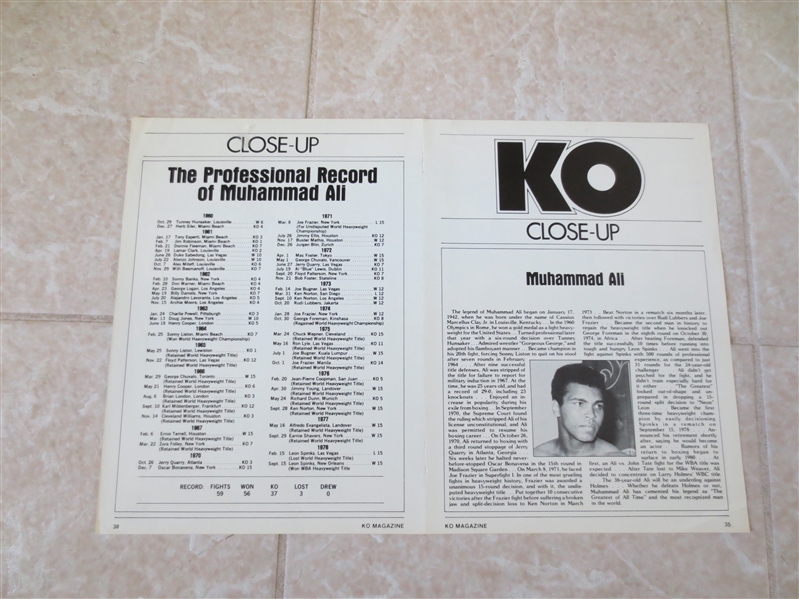 1978 Muhammad Ali KO Magazine Insert 10.5 x 16