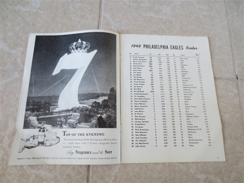 1949 Preseason Philadelphia Eagles Home program  Championship Year  RARE