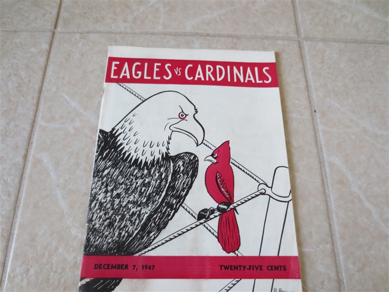 12-7-1947 Chicago Cardinals at Philadelphia Eagles football program Cardinals Championship Year