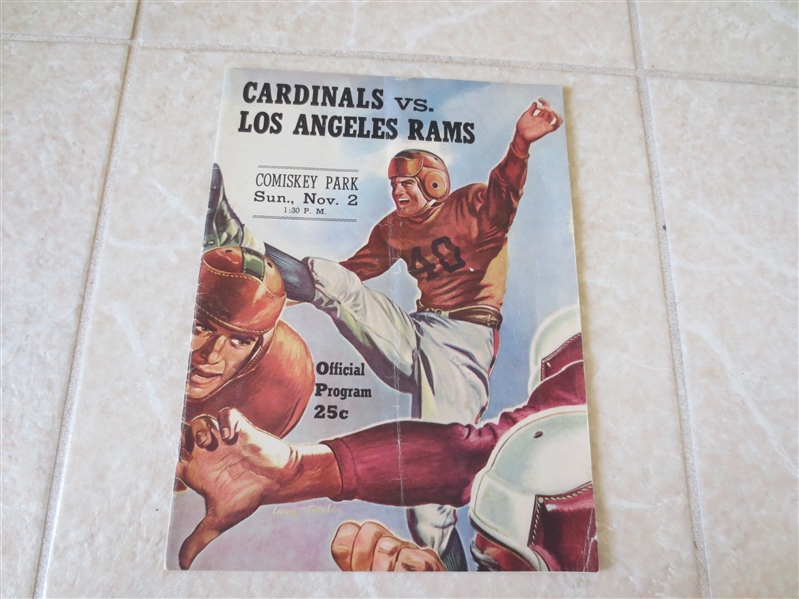 November 2, 1947 Los Angeles Rams at Chicago Cardinals football program 