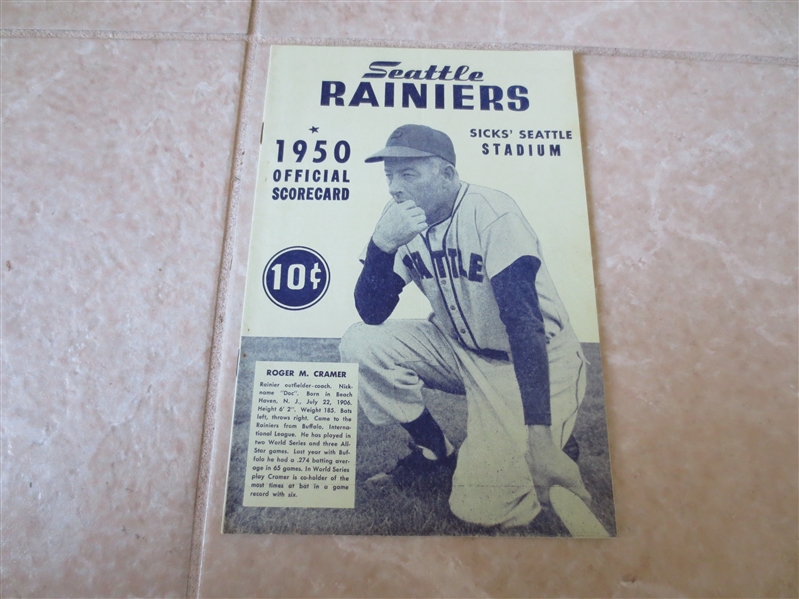 1950 Oakland Oaks at Seattle Rainiers unscored PCL program