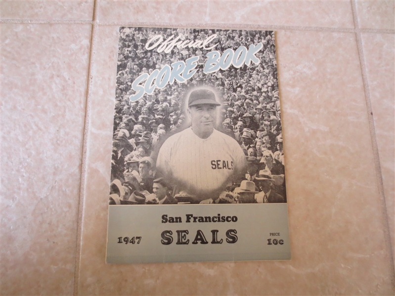1947 Oakland Oaks at San Francisco Seals unscored PCL baseball program O'Doul cover Nice shape
