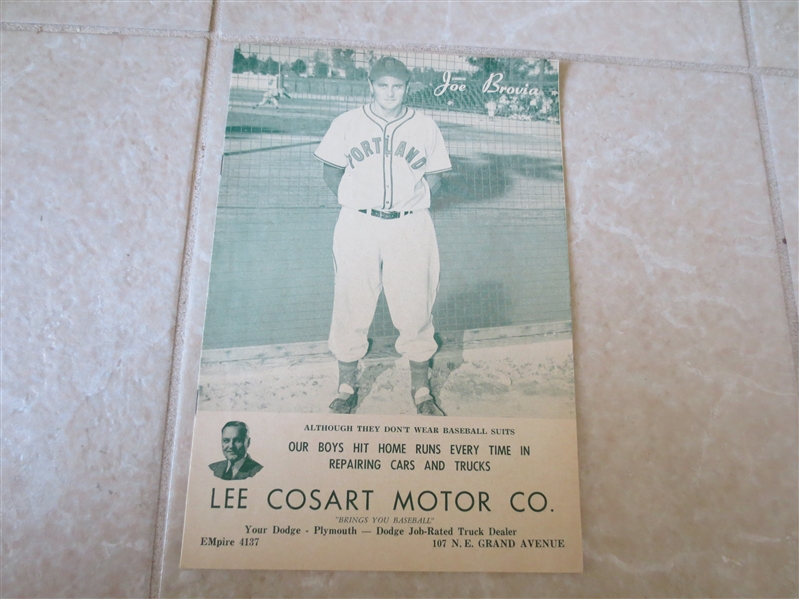 1950 Sacramento Solons at Portland Beavers PCL baseball program Joe Brovia cover