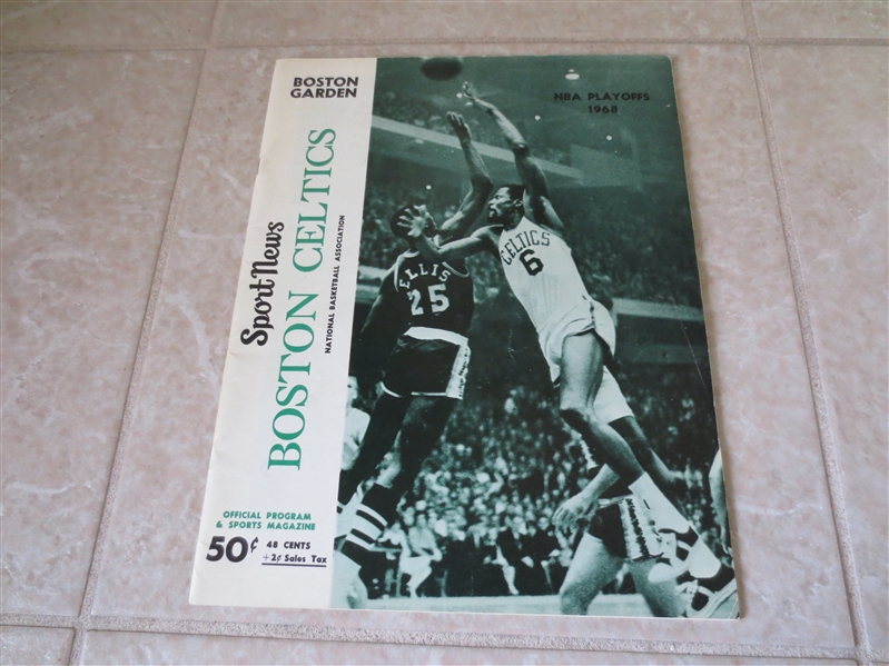 1968 NBA Playoff basketball program Boston Celtics vs. Detroit Pistons  Bill Russell cover