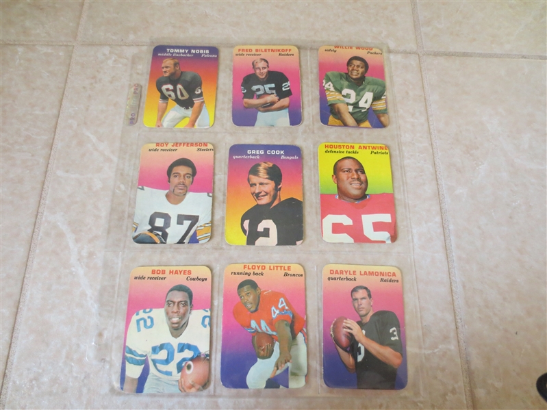 (9) 1970 Topps Super Glossy football cards including Hall of Famers