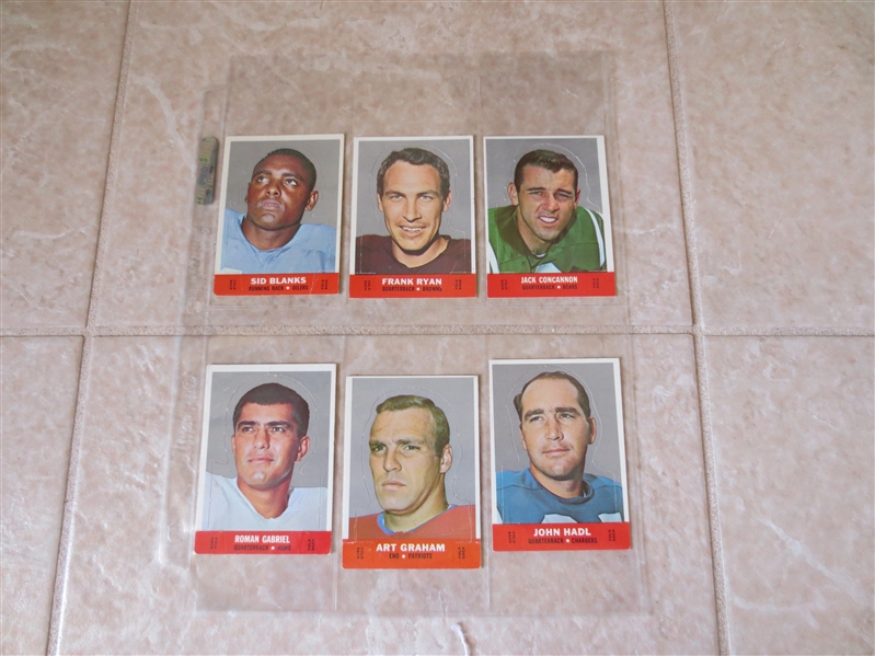 (6) 1968 Topps Stand-Ups football cards: Gabriel, Hadl, Graham, Ryan, Blanks, Concannon