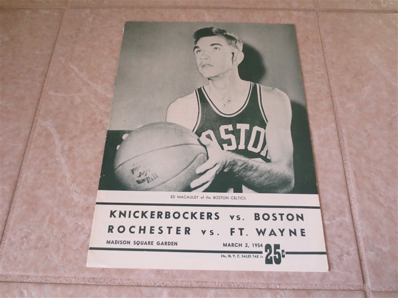 1954 Knicks at Celtics and Rochester at Ft. Wayne basketball program