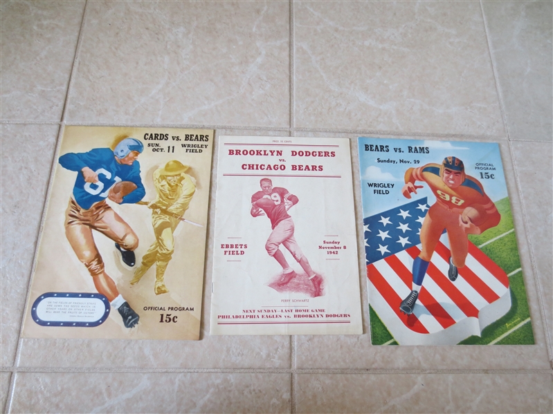 (3) 1942 Chicago Bears football programs 