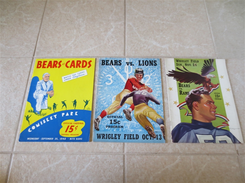 (3) 1940 Chicago Bears Football programs The Bears won the 1940 NFL Championship!