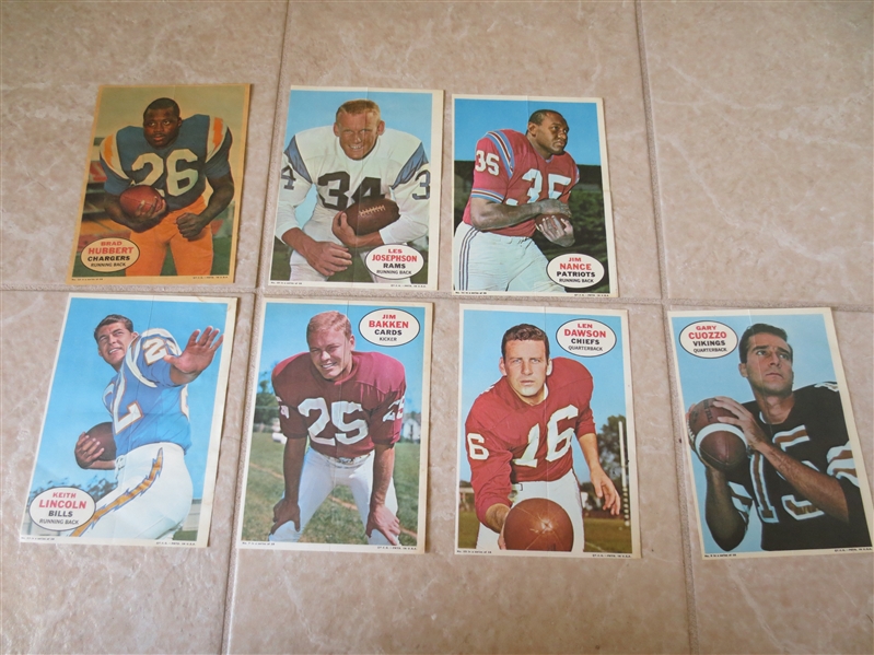 (7) 1968 Topps Football Posters with Len Dawson