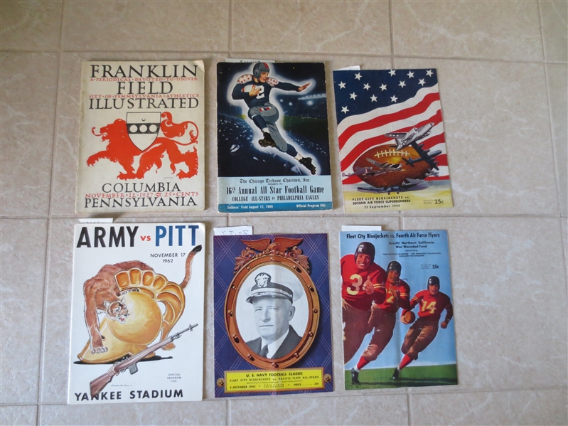 (6) Assorted Pro and college football programs with autographs