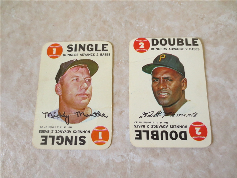 1968 Topps Baseball Game Mickey Mantle and Roberto Clemente baseball cards