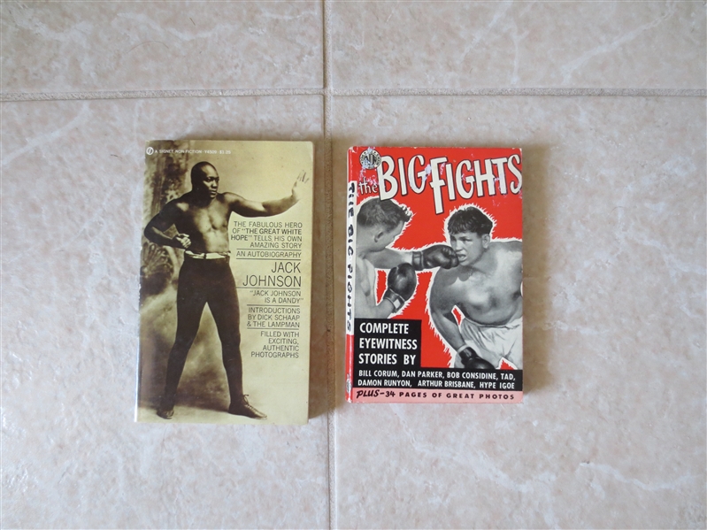 1950 The Big Fights boxing book + Jack Johnson Autobiography book