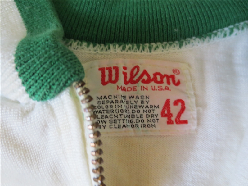 1950's-60's Boston Celtics Game Used Game Worn Warm Up Wilson Size 42 Mike
