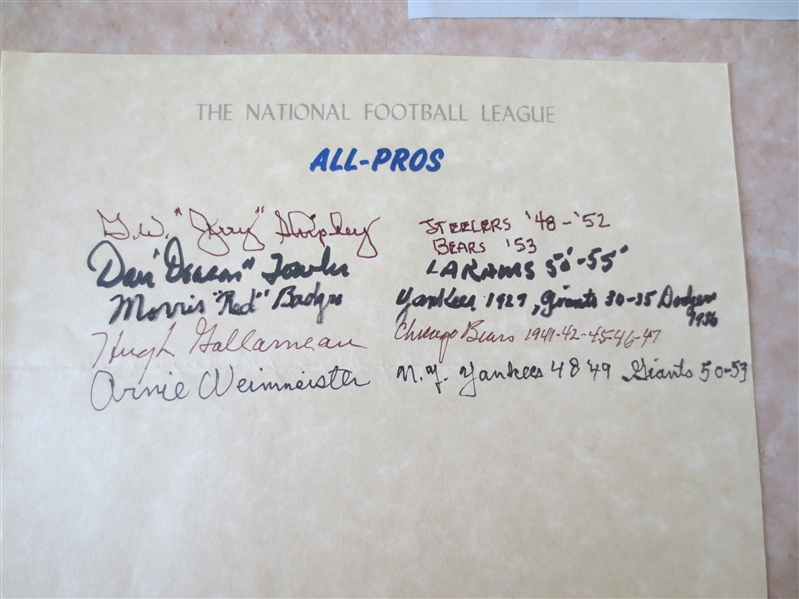 (5) early Pro Football autographs William H. Wood, Happy Sivell, Cliff Patton, George McAfee, Red Badgro, more