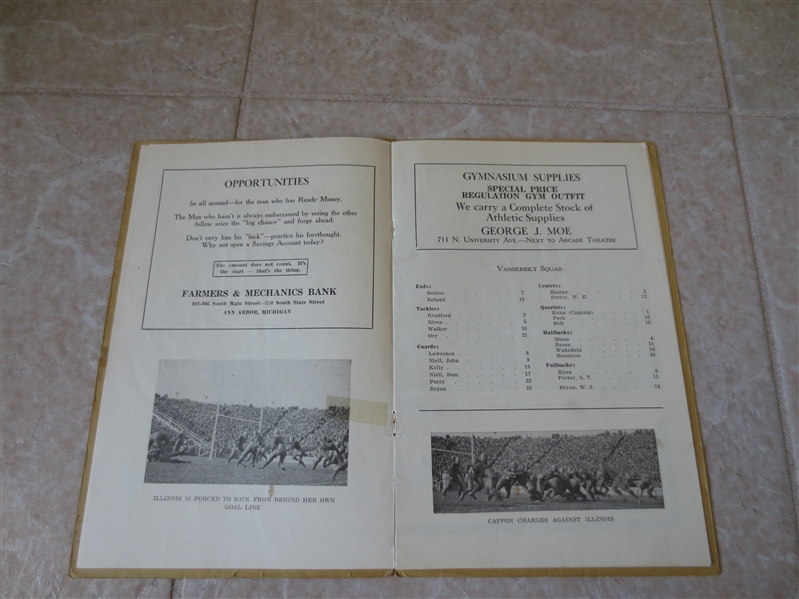 1923 Vanderbilt at Michigan football program at Ferry Field  Michigan wins 3-0