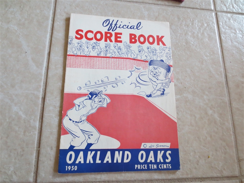 1950 Seattle Rainiers at Oakland Oaks home partially scored baseball program