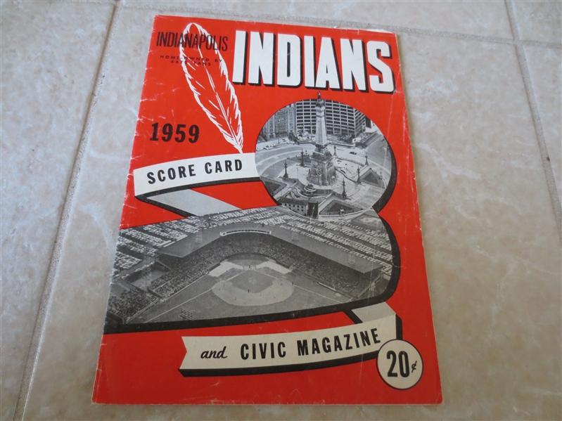 1959 St. Paul Saints at Indianapolis Indians scored baseball program