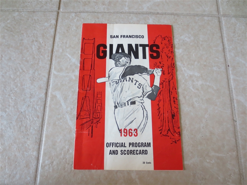 1963 Koufax Wins scored baseball program Los Angeles Dodgers at San Francisco Giants
