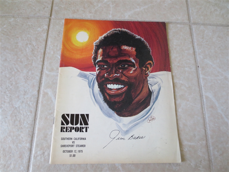 1975 WFL Football Shreveport Steamer at Southern California Sun program Anthony Davis