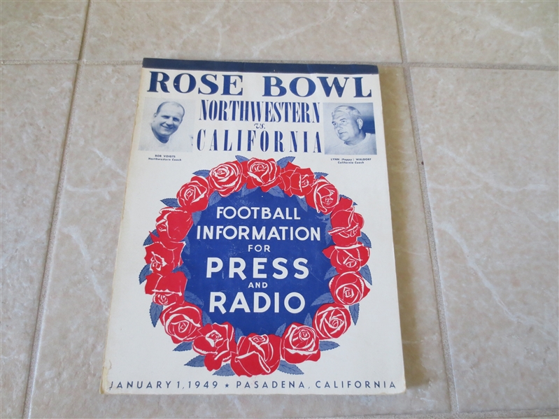 1949 Rose Bowl football media guide Northwestern vs. California  RARE