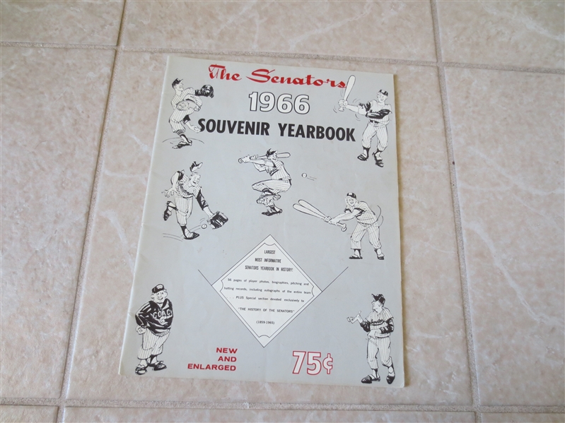1966 Washington Senators baseball yearbook new and enlarged edition