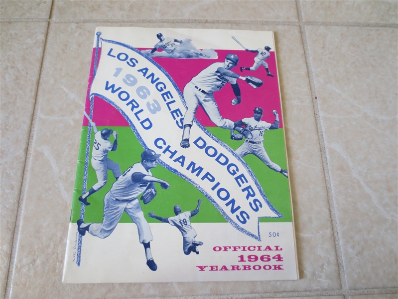 1963 Los Angeles Dodgers baseball yearbook Koufax Drysdale Wills