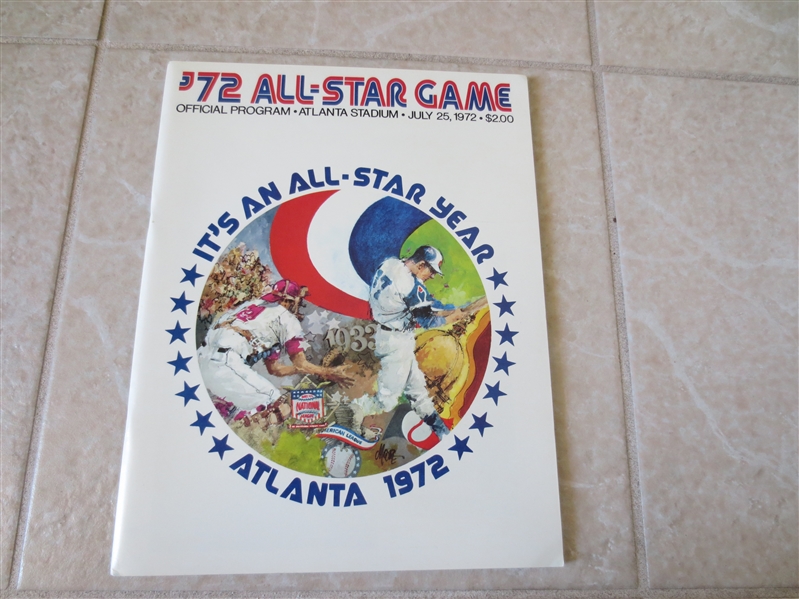 1972 All Star Baseball Game program Atlanta Stadium  Beautiful condition