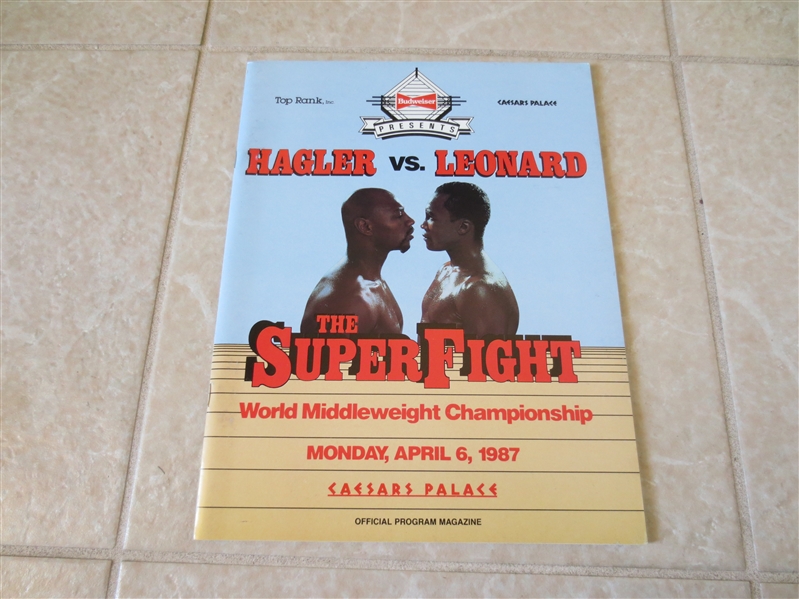 1987 Hagler vs. Leonard Middleweight Championship boxing program   beautiful