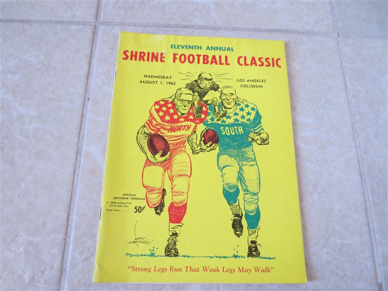 1962 North South Shriners football program Mike Garrett, Rod Sherman 