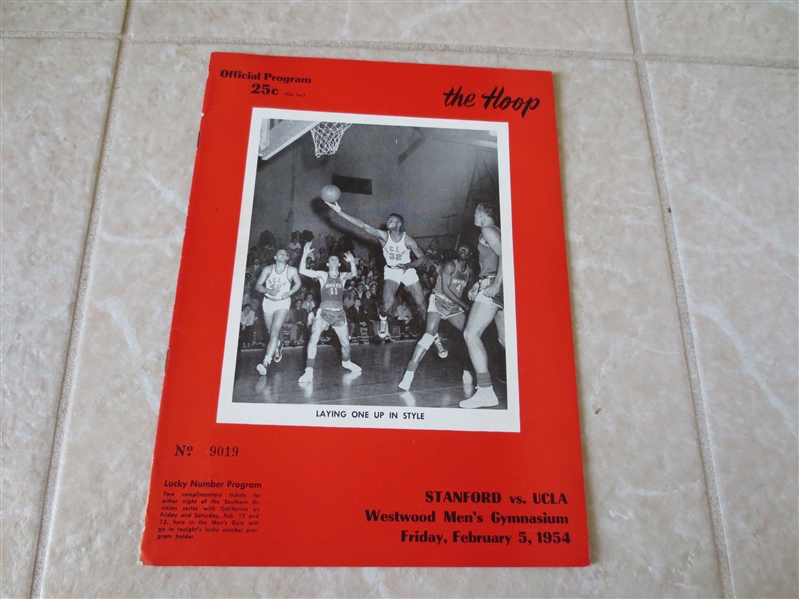 1954 Stanford at UCLA basketball program with media notes
