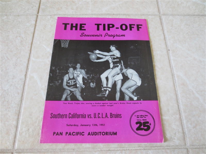 1951 UCLA vs. USC basketball program and media notes nice condition