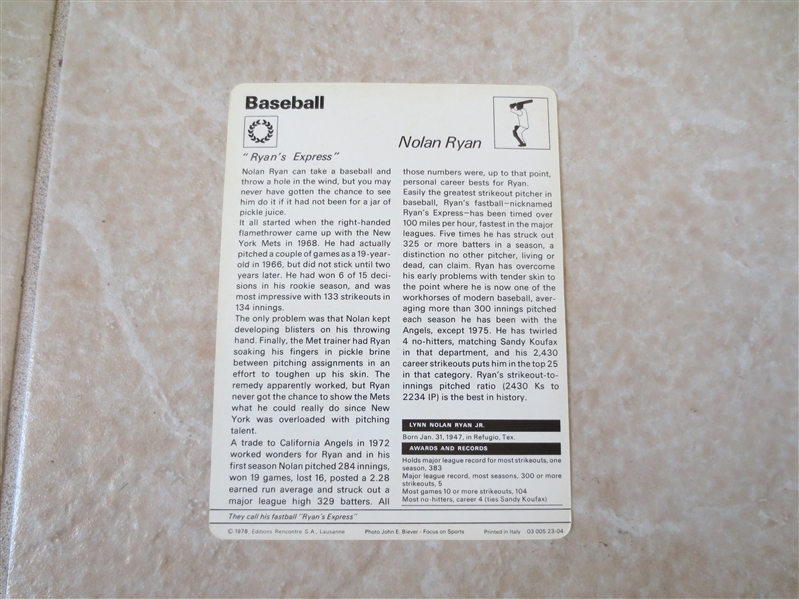 1977-79 Nolan Ryan Sportscaster baseball card