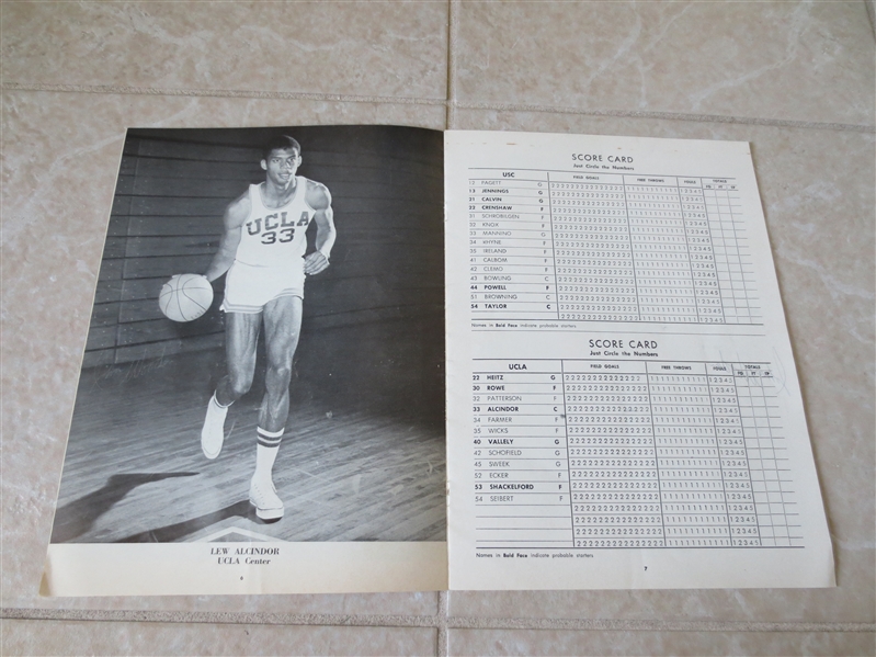 1969 UCLA va. USC basketball program with Lew Alcindor (Kareem Abdul Jabbar)