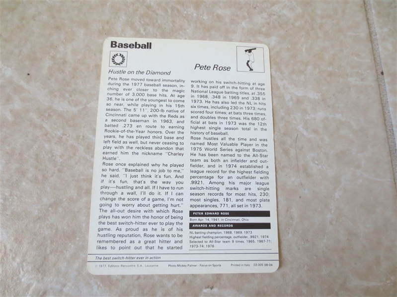 1977-79 Pete Rose Sportscaster baseball card