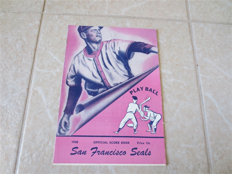 1948 Los Angeles Angels at San Francisco Seals pink baseball program PCL
