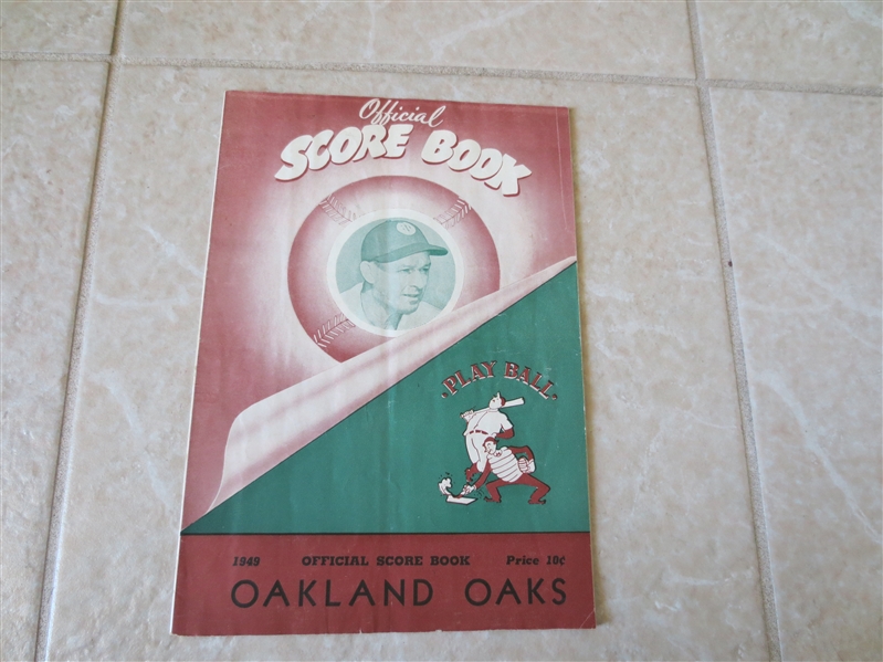 1949 Los Angeles Angels at Oakland Oaks unscored PCL baseball program  red, green