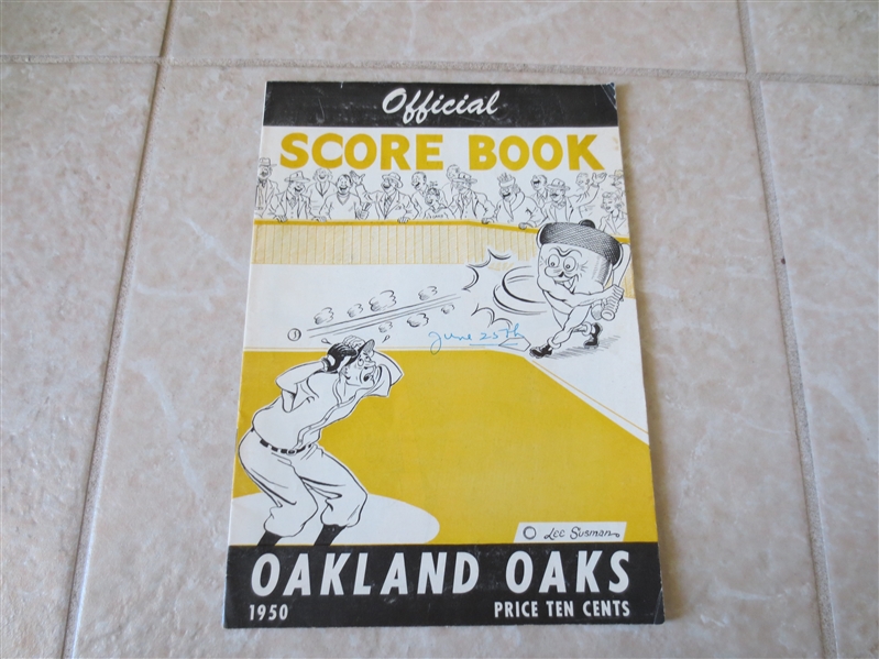 1950 Los Angeles Angels at Oakland Oaks scored program yellow