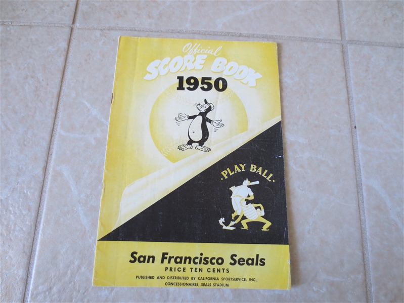 1950 Hollywood Stars at San Francisco Seals unscored baseball program yellow