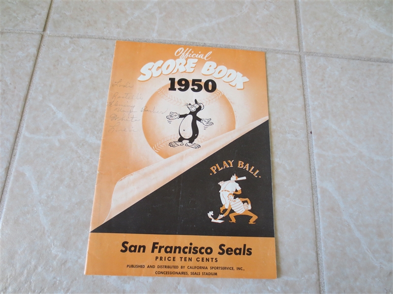 1950 Oakland Oaks at San Francisco Seals scored PCL program Cookie Lavagetto  orange
