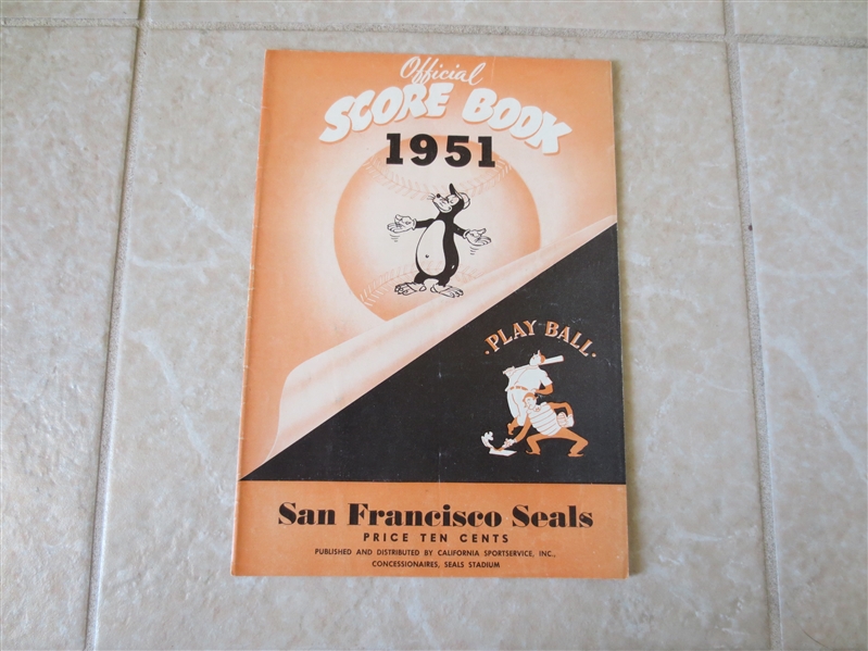 1951 Sacramento Solons at San Francisco Seals unscored PCL program Ken Keltner  orange