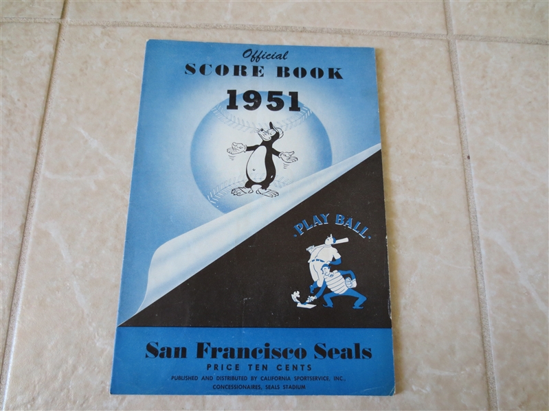 1951 Hollywood Stars at San Francisco Seals unscored PCL program Fred Haney blue