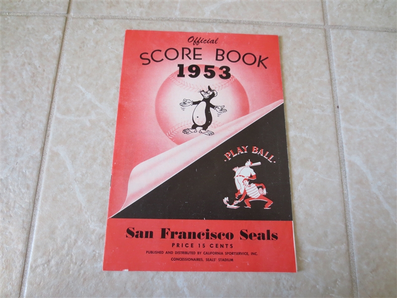 1953 Sacramento Solons at San Francisco Seals scored baseball program red